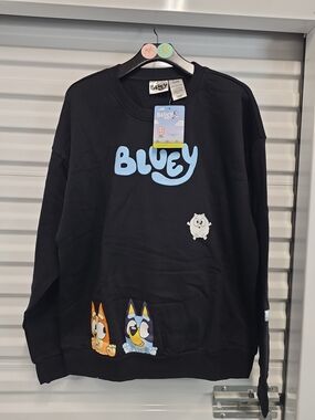 Bluey Bingo BBC Studios Crewneck Sweatshirt Black Unisex XL NWT (CD)